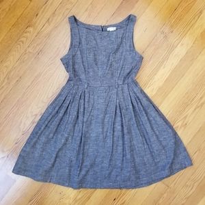 Derek Heart Fit & Flare Gray Chambray Dress